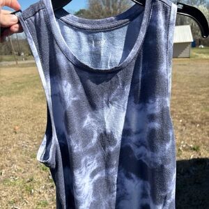 Tie-Dye Tank Top in Navy and White